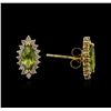 Image 2 : 14KT Yellow Gold 1.40ctw Peridot and Diamond Earrings