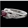 Image 2 : 18KT White Gold 0.50ct Ruby and Diamond Ring