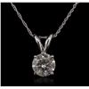 Image 2 : 14KT White Gold 1.08ct Diamond Pendant With Chain
