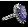 Image 2 : 14KT White Gold 9.90ct GIA Certified Tanzanite and Diamond Ring