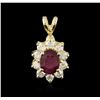 Image 1 : 14KT Yellow Gold 1.15ct Ruby and Diamond Pendant