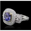 Image 2 : 14KT Two-Tone 2.07ct Tanzanite and Diamond Ring