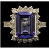 Image 1 : 14KT Yellow Gold 5.32ct Tanzanite and Diamond Ring