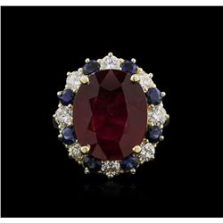 14KT Yellow Gold 9.65ct Ruby, Sapphire and Diamond Ring