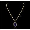 Image 2 : 14KT Yellow Gold 15.89ct GIA Certified Tanzanite and Diamond Pendant With Chain