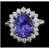 Image 1 : 14KT White Gold 3.88ct Tanzanite and Diamond Ring