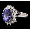 Image 2 : 14KT White Gold 3.88ct Tanzanite and Diamond Ring