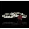 Image 3 : 14KT White Gold 1.62ct Ruby and Diamond Wedding Set