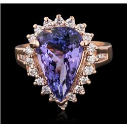 14KT Rose Gold 5.10ct Tanzanite and Diamond Ring