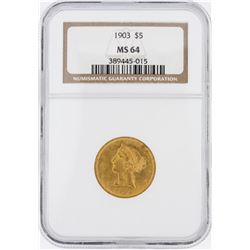 1903 NGC MS64 $5 Liberty Head Half Eagle Coin