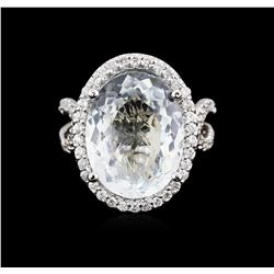 14KT White Gold 9.47ct Aquamarine and Diamond Ring