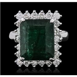 14KT White Gold 7.86ct Emerald and Diamond Ring