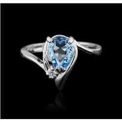 14KT White Gold 1.00ct Topaz and Diamond Ring