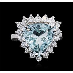 14KT White Gold 4.62ct Aquamarine and Diamond Ring