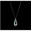 Image 2 : 14KT White Gold 42.66ct Aquamarine and Diamond Pendant With Chain