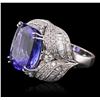 Image 2 : 18KT White Gold GIA Certified 15.08ct Tanzanite and Diamond Ring