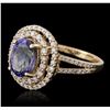 Image 2 : 14KT Yellow Gold 2.47ct Tanzanite and Diamond Ring