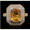 Image 1 : 14KT Yellow Gold 5.03ct Yellow Sapphire and Diamond Ring