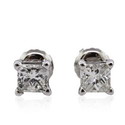 14KT White Gold 1.11ctw Diamond Solitaire Earrings