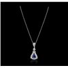 Image 2 : 14KT White Gold 7.37ct Tanzanite and Diamond Pendant With Chain
