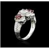 Image 3 : 14KT White Gold 0.84ctw Ruby and Diamond Ring