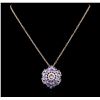 Image 1 : 14KT Rose Gold 7.06ctw Tanzanite and Diamond Pendant With Chain