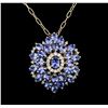 Image 2 : 14KT Rose Gold 7.06ctw Tanzanite and Diamond Pendant With Chain