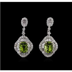 18KT White Gold 3.28ctw Peridot and Diamond Earrings