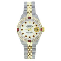 Ladies Rolex Two-Tone Diamond and Ruby DateJust Wristwatch