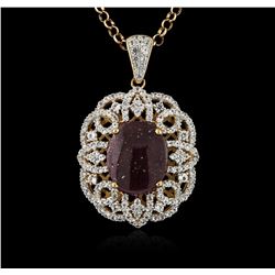 PLATED SILVER 17.69ct Ruby and White Sapphire Pendant With Chain