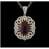 Image 1 : PLATED SILVER 17.69ct Ruby and White Sapphire Pendant With Chain