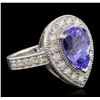 Image 2 : 14KT White Gold 3.87ct Tanzanite and Diamond Ring