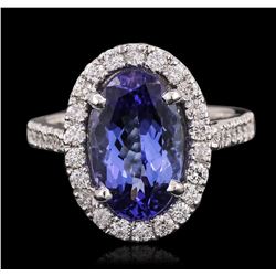 14KT White Gold 4.58ct Tanzanite and Diamond Ring