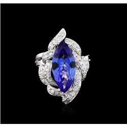 14KT White Gold 3.92ct Tanzanite and Diamond Ring