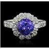 Image 1 : 14KT White Gold 2.25ct Tanzanite and Diamond Ring