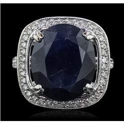 14KT White Gold 12.33ct Sapphire and Diamond Ring