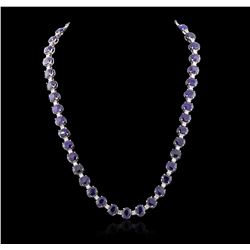 14KT White Gold 73.04ctw Sapphire and Diamond Necklace