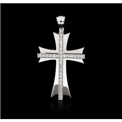 14KT White Gold 0.57ctw Diamond Cross Pendant