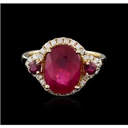 14KT Yellow Gold 4.90ctw Ruby and Diamond Ring