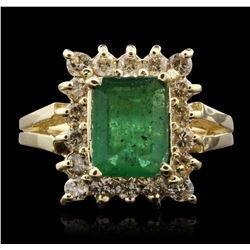 14KT Yellow Gold 1.94ct Emerald and Diamond Ring