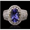 Image 1 : 14KT Two-Tone Gold 4.12ct Tanzanite and Diamond Ring