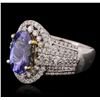 Image 2 : 14KT Two-Tone Gold 4.12ct Tanzanite and Diamond Ring