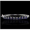 Image 1 : 14KT White Gold 4.68ctw Sapphire and Diamond Bangle Bracelet