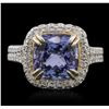 Image 1 : 14KT Two-Tone Gold 4.29ct Tanzanite and Diamond Ring