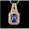 Image 2 : 14KT Yellow Gold 2.85ct Tanzanite and Diamond Pendant