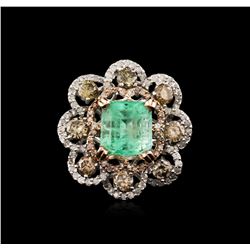 14KT White Gold 2.96ct Emerald and Diamond Ring