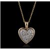 Image 1 : 14KT Two-Tone Gold 0.05ctw Diamond Pendant With Chain