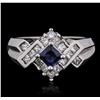Image 1 : 14KT White Gold 0.41ct Sapphire and Diamond Ring