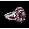 Image 2 : 14KT White Gold 5.25ctw Ruby and Diamond Ring