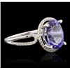 Image 2 : 14KT White Gold 3.86ct Tanzanite and Diamond Ring